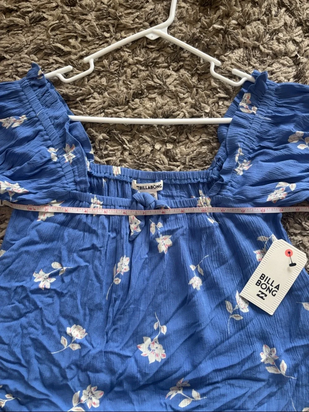 Billabong Blue Floral Off-Shoulder Peasant Top - Picture 9 of 13